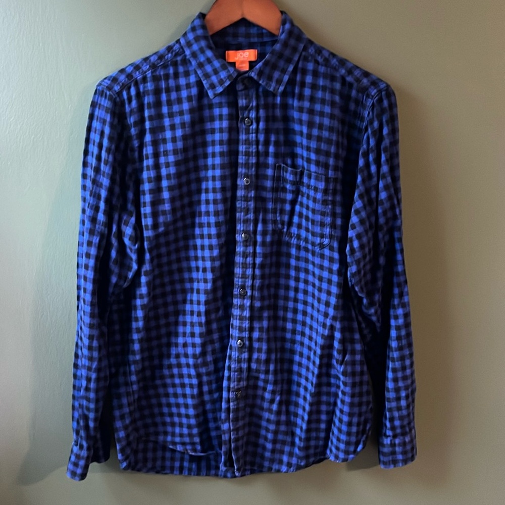 Joe Fresh 100% Cotton Black and Blue Flannel Button Up Supersoft